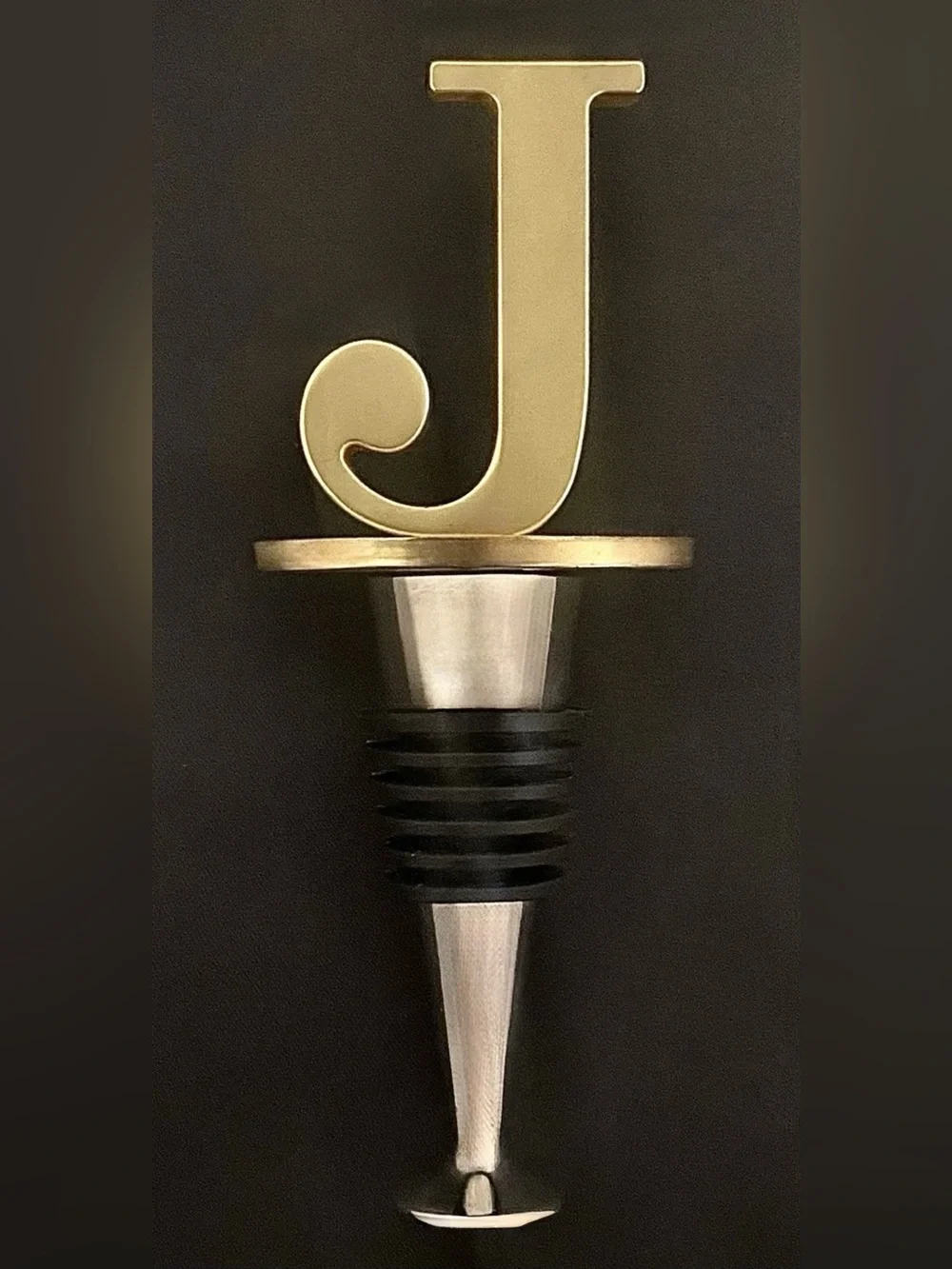 Pier 1 - Gold Monogram Wine Decanter Cork Bottle Stopper with the Letter 